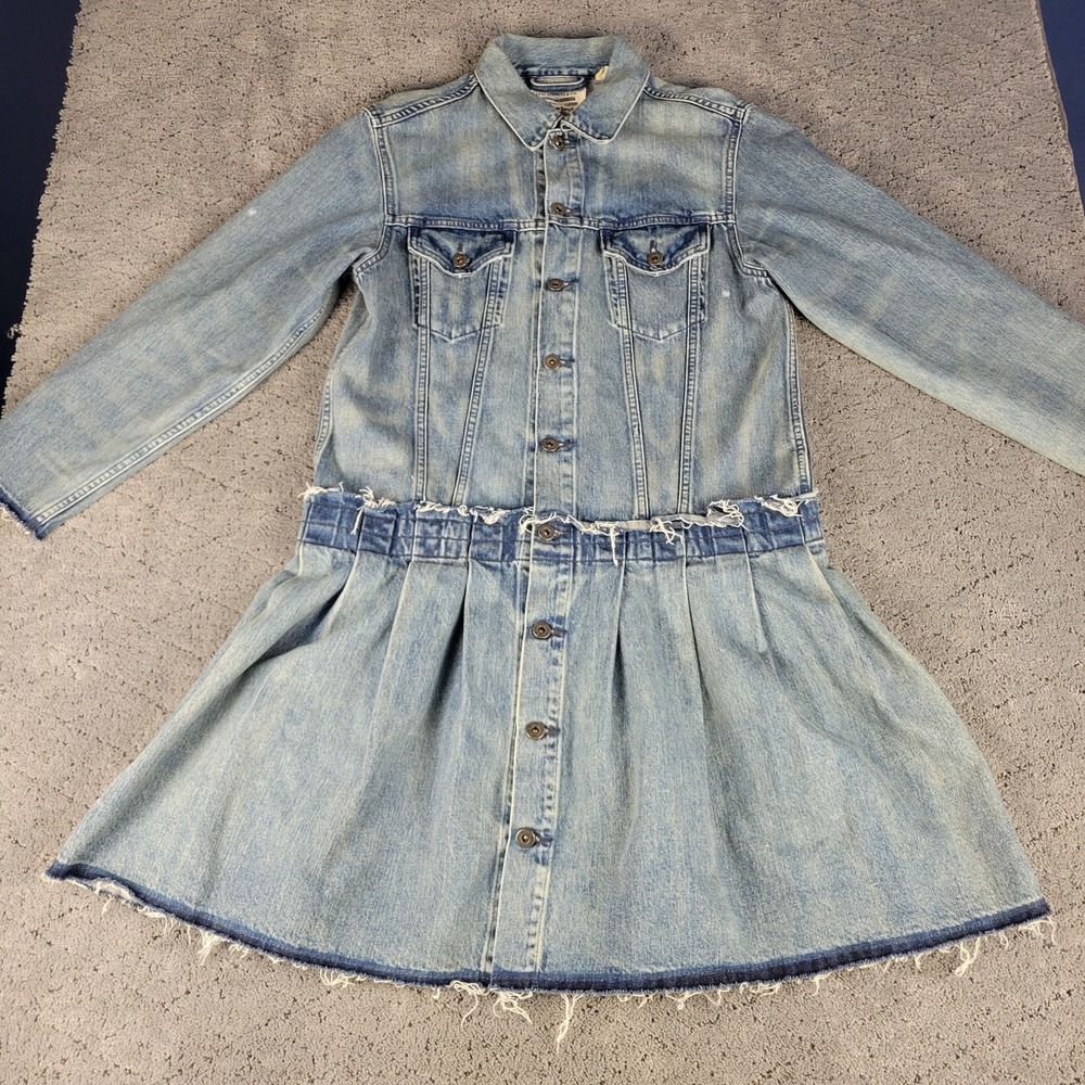 Levis Dress Womens M Blue Heavy Denim Cowgirl Western Button Long Sleeve
